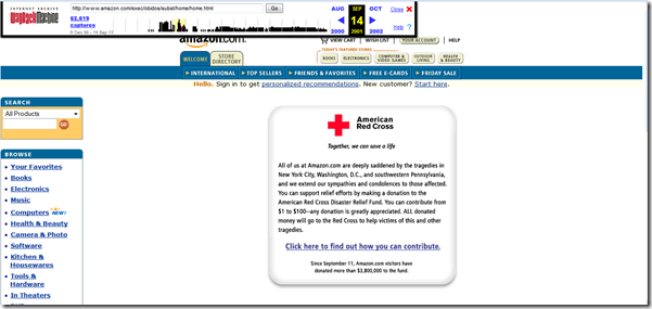 Amazon Sept 14 2001 Homepage