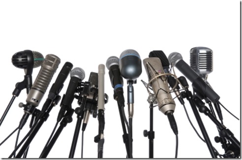 Microphones Over White Background