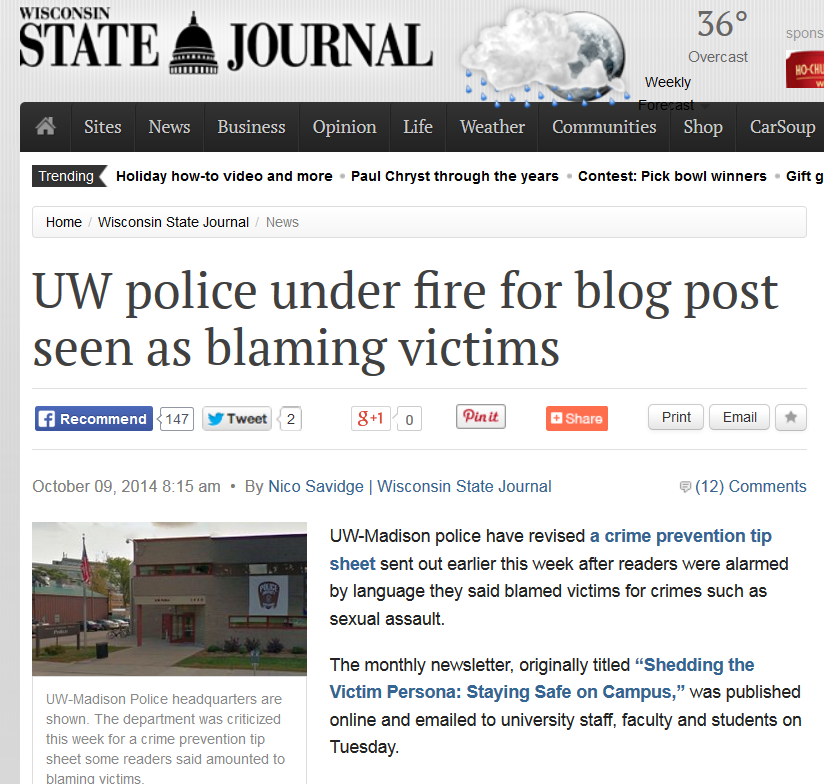Wisconsin State Journal Rape