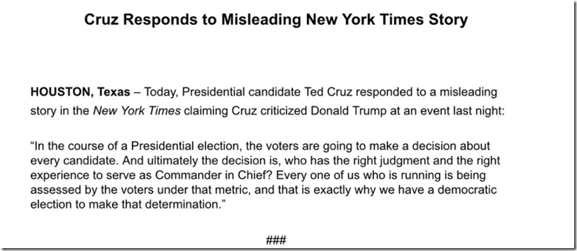 Cruz Responds