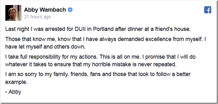 Abby Wambach Facebook Apology