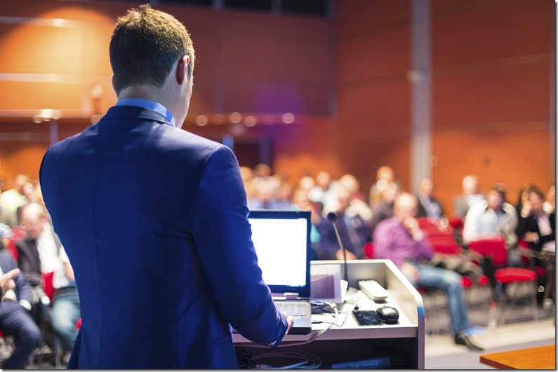 Public Speaker Laptop PPT iStockPhoto