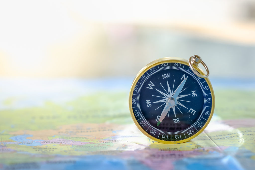 Compass on a map