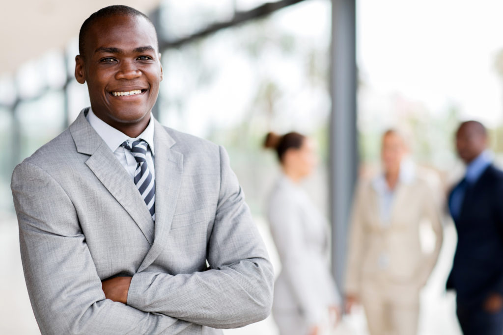 black businessman executive looking at the camera