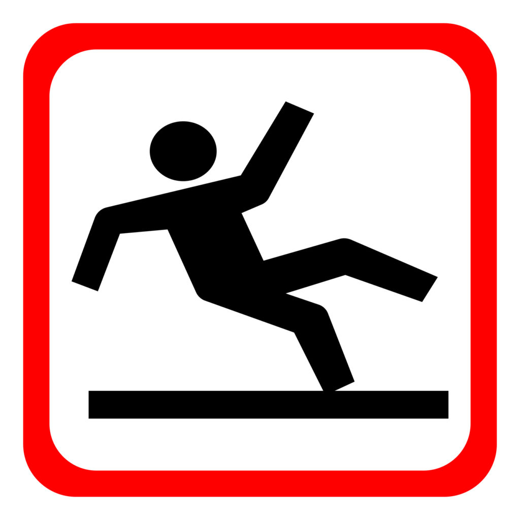 An illustration of a wet floor warning sign