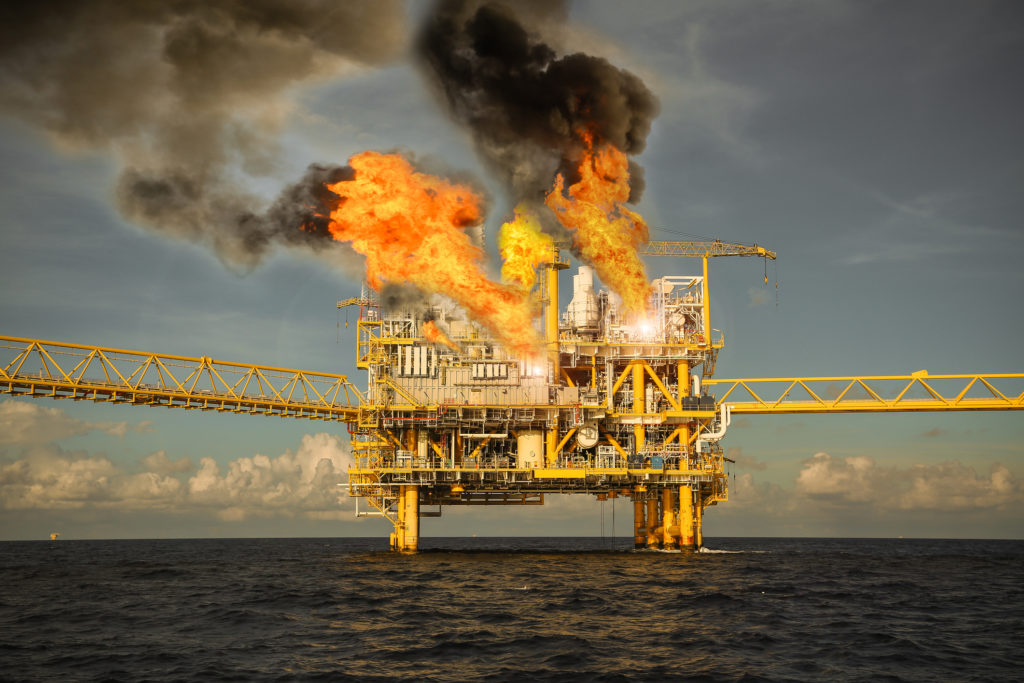 oil and gas fire on offshore drilling facility