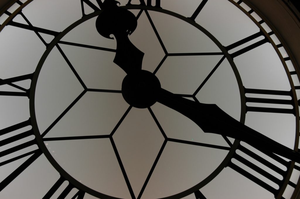 A photo of a clock by Jeanne Rouillard