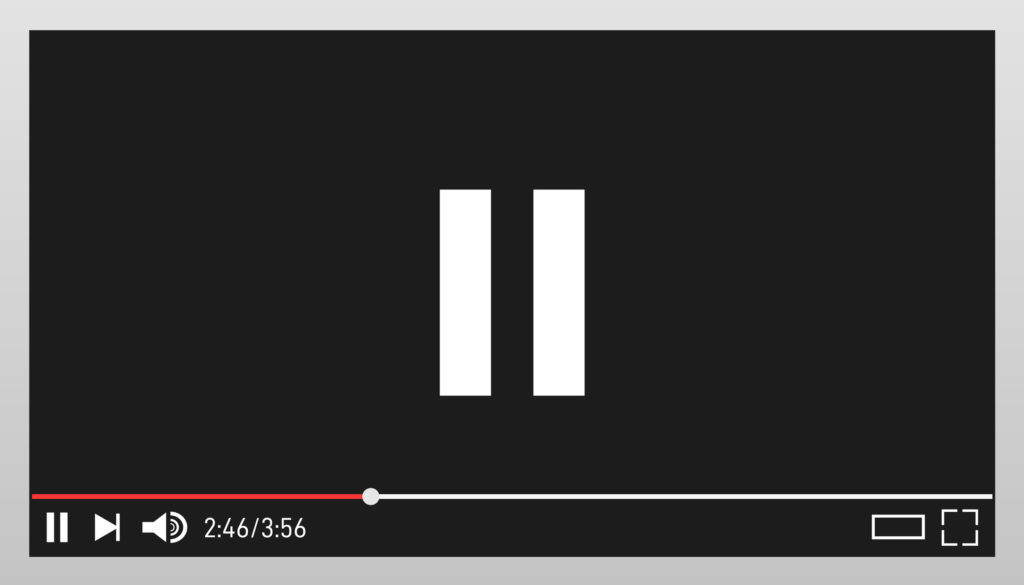 Black video with pause sign overlaying it
