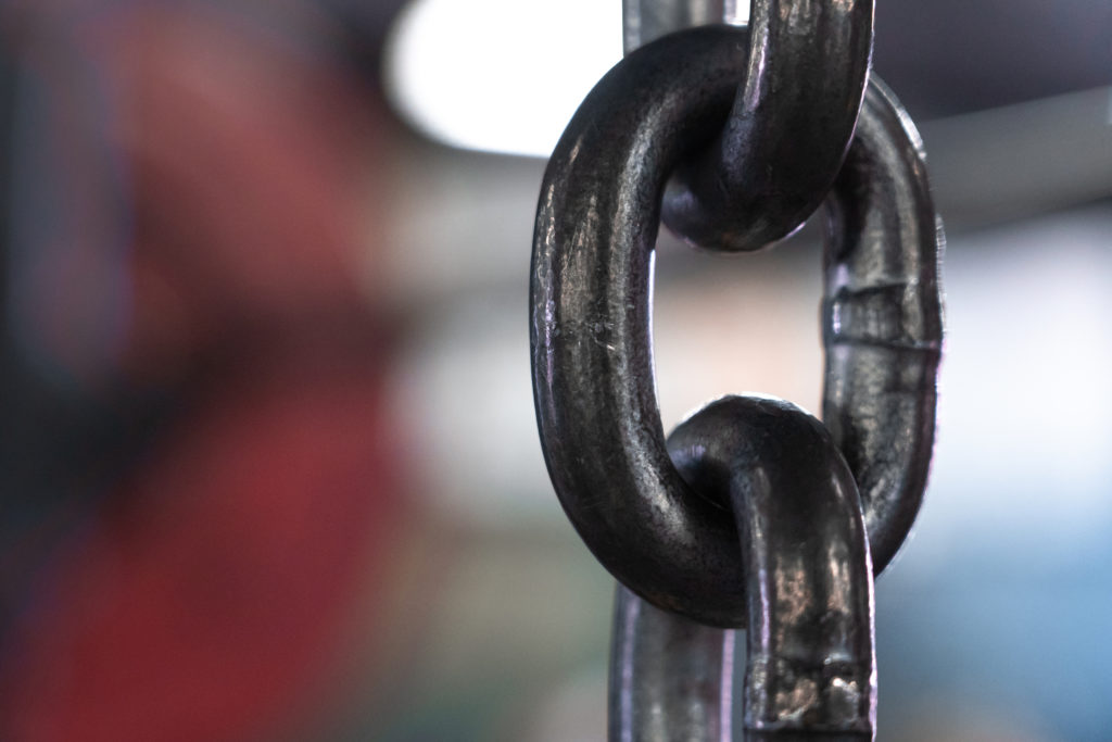 Close Up of metal chain in gym