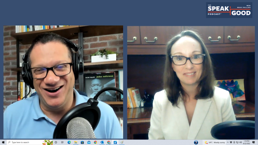 Screenshot of Brad Phillips and Christina Mozaffari for The Speak Good Podcast
